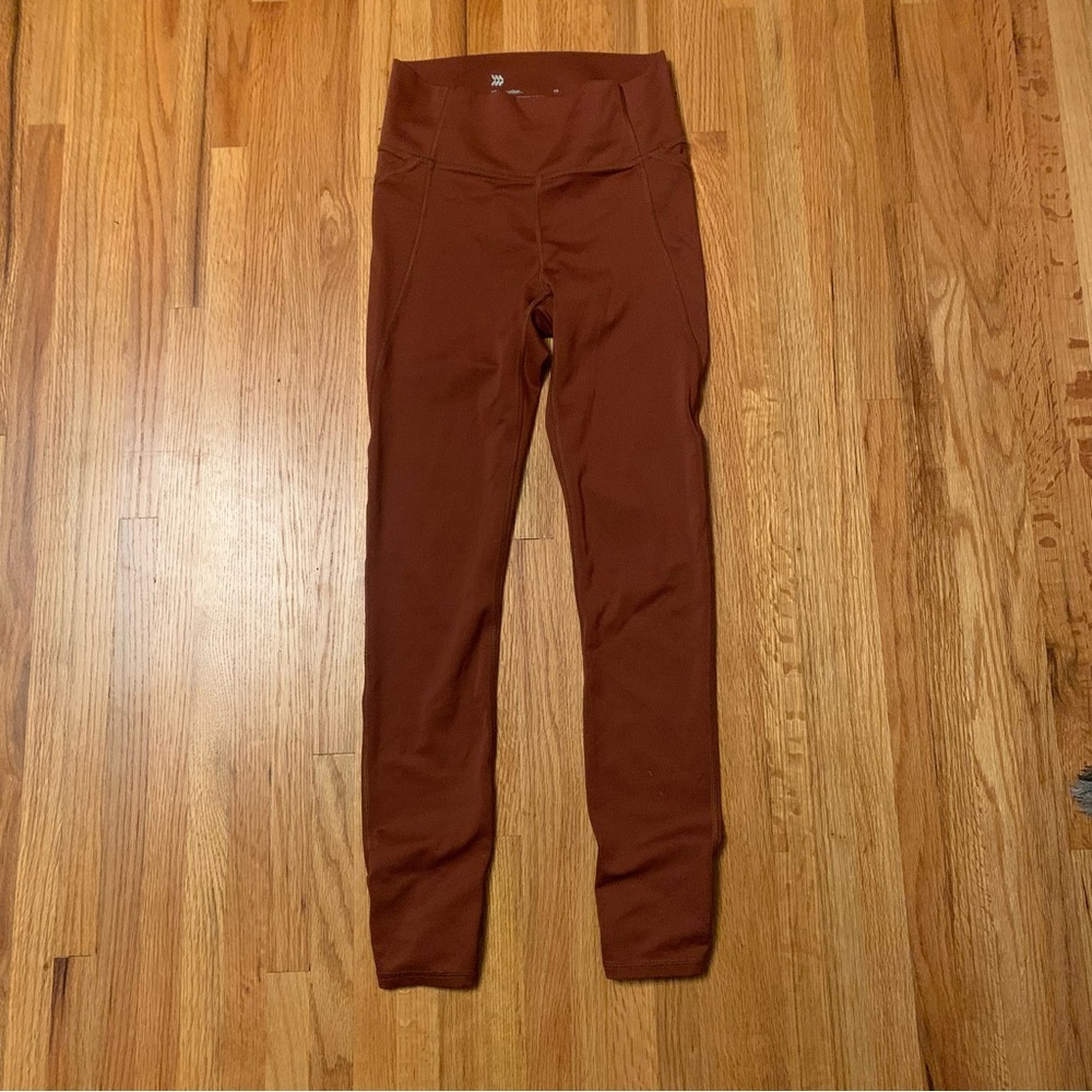 All In Motion Workout Leggings Tobacco Brown Back Ankle Cross Cross  Size XS